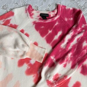 Design365 Women's Pink and Cream Tie-Dye Sweater Size Medium Boho Y2k